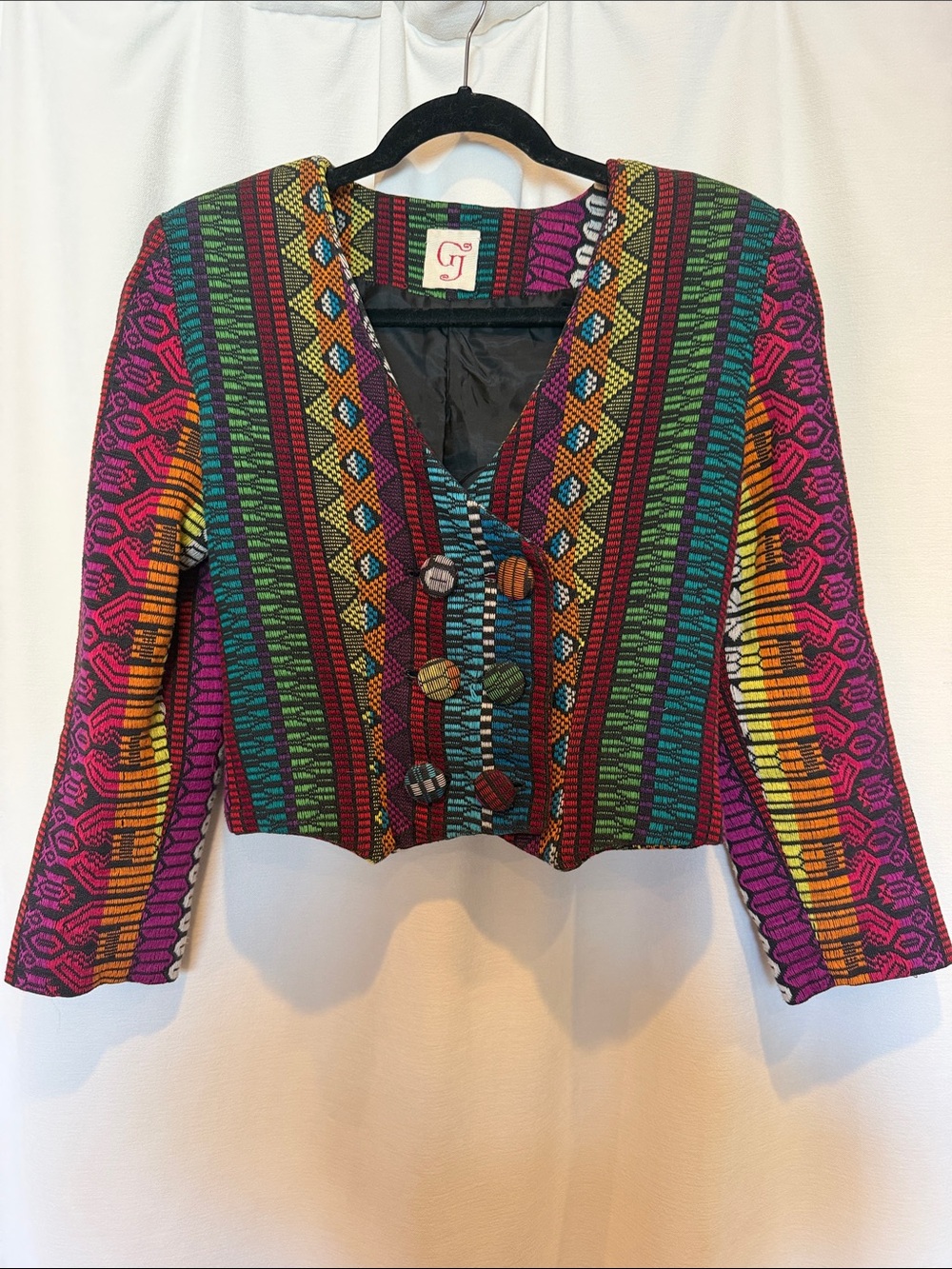 Colorful Striped Cropped Blazer - Multicolor